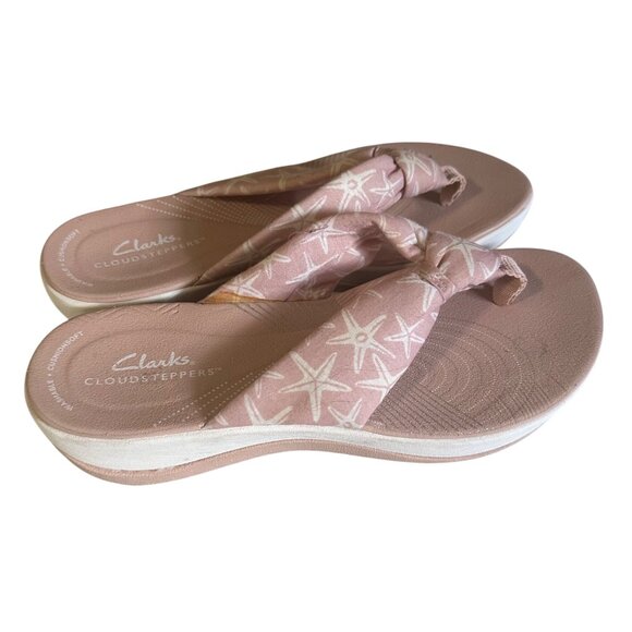 Clarks Cloud Steppers pink thong flip flop starfish print size 7 - Picture 5 of 5